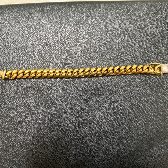 18k CUBAN LINK CHAIN AND BRACELET 18k GOLD PLATED 30" 9.5mm - Picture 3 of 16